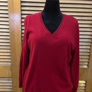 Talbots Cashere V Neck Sweater - Red - Petite - 1xp